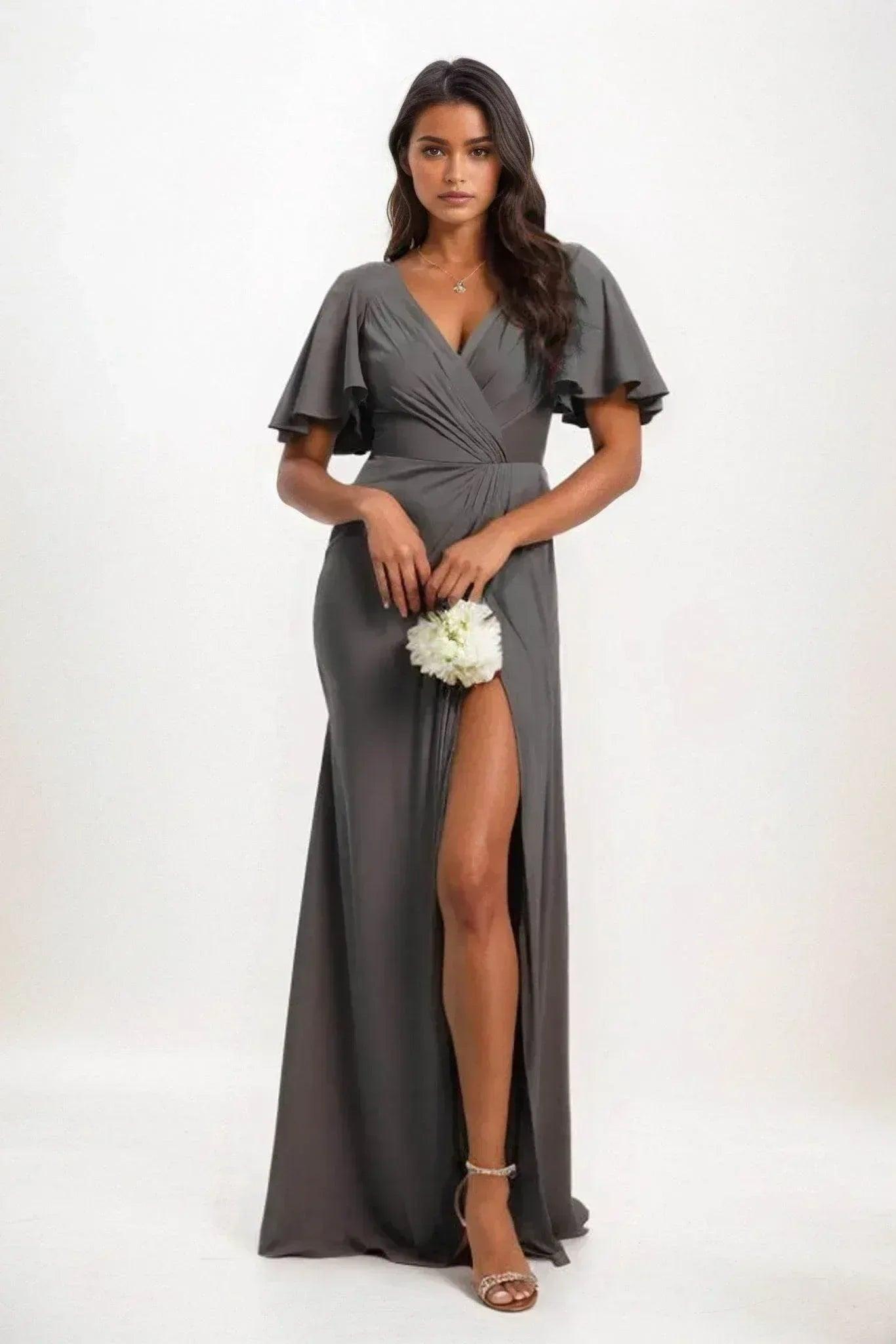 A-Line Maxi Luxe Satin Dress CB0846CS - COCOMELODY